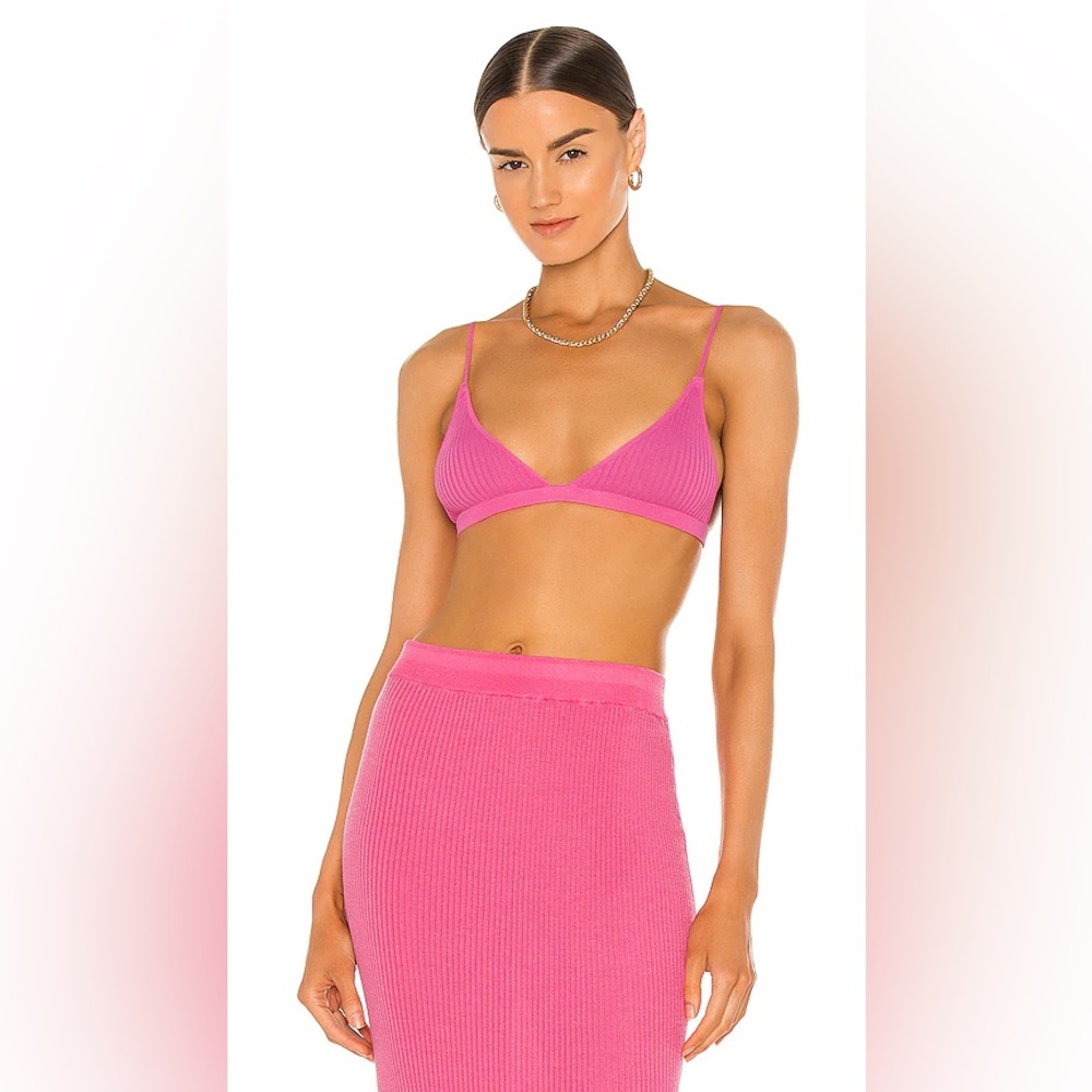 Dodo Bar Or Moma Bra in Pink Ribbed Bralette. Size IT 44